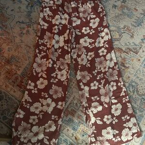 Abercrombie & Fitch Maroon Floral Pants